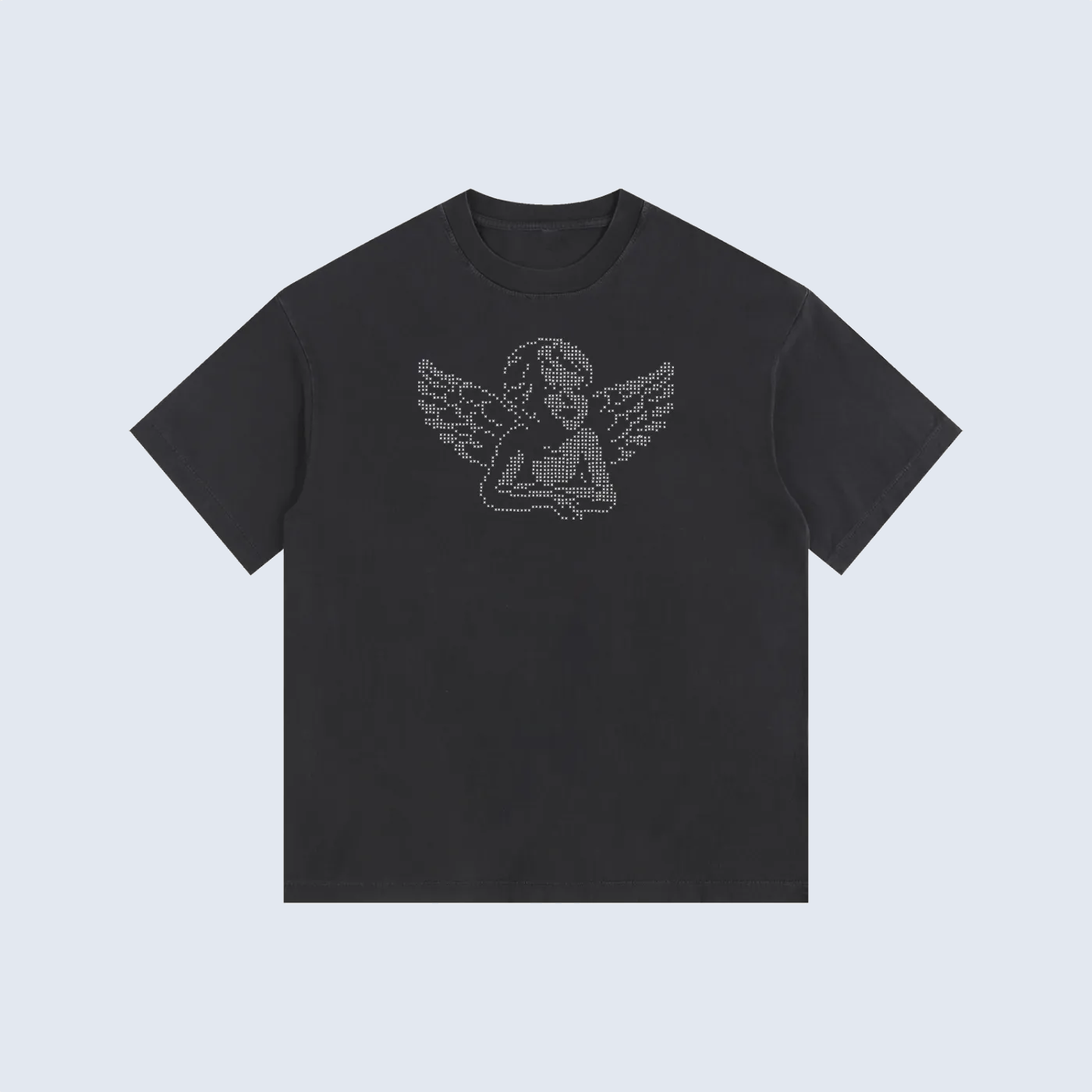 Angel Rhinestone Tee — Black
