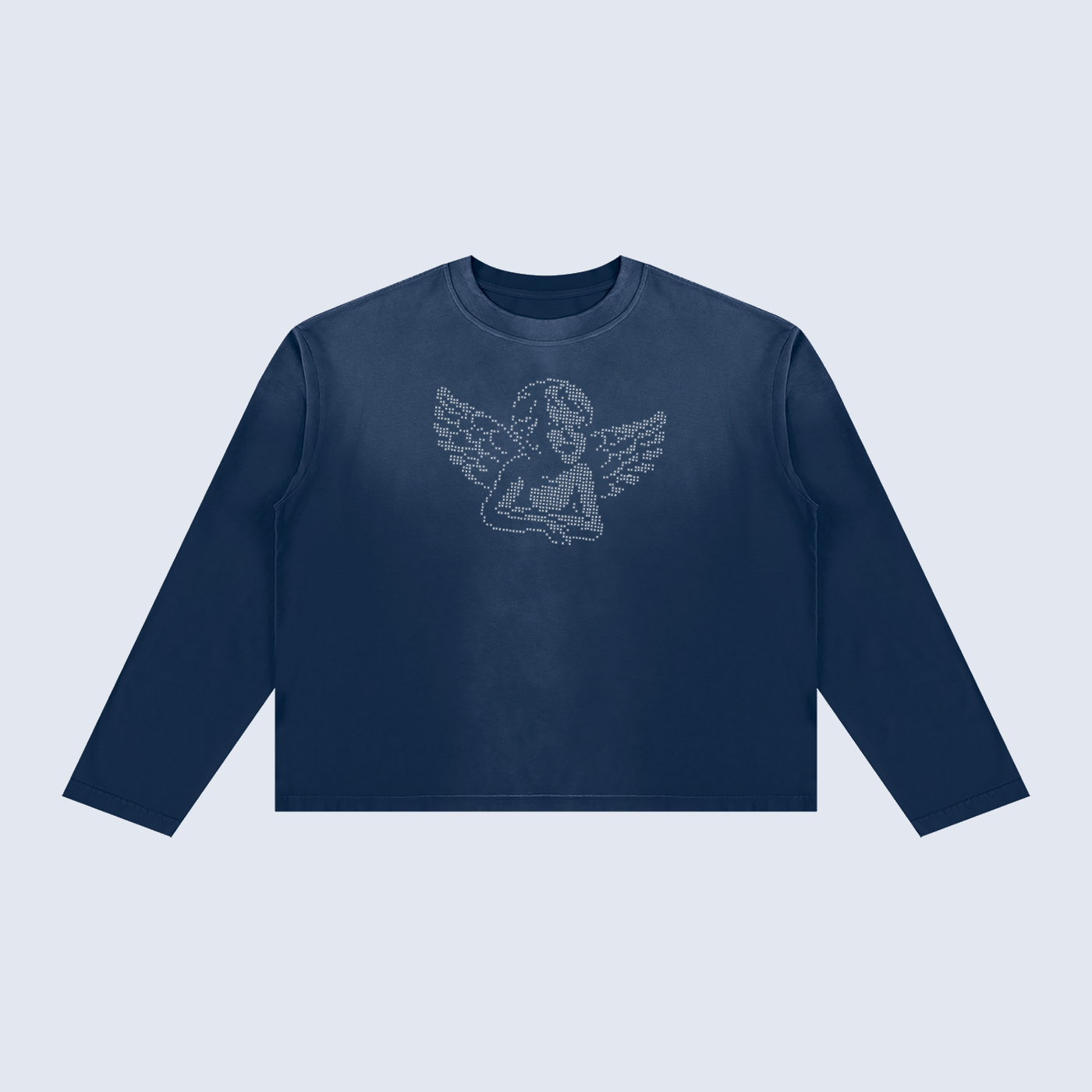 Angel Rhinestone Long Sleeve — Navy