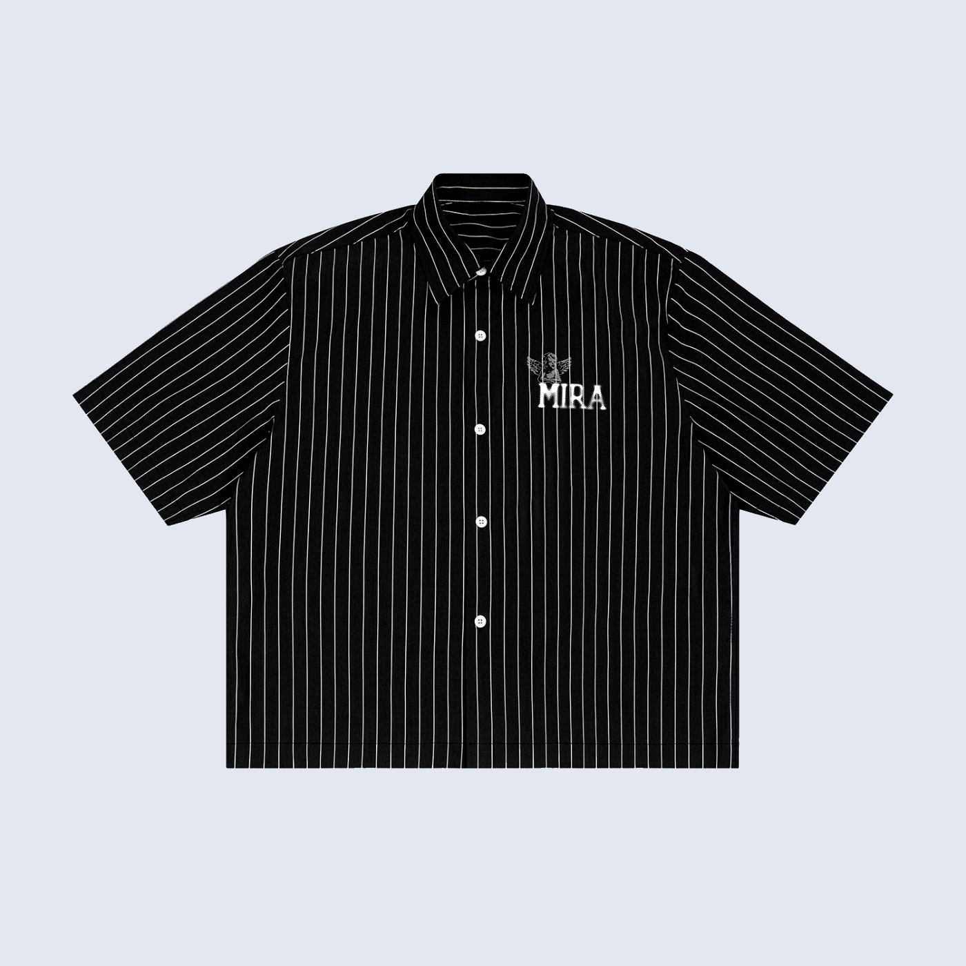 MIRA Pinstripe Shirt — Black