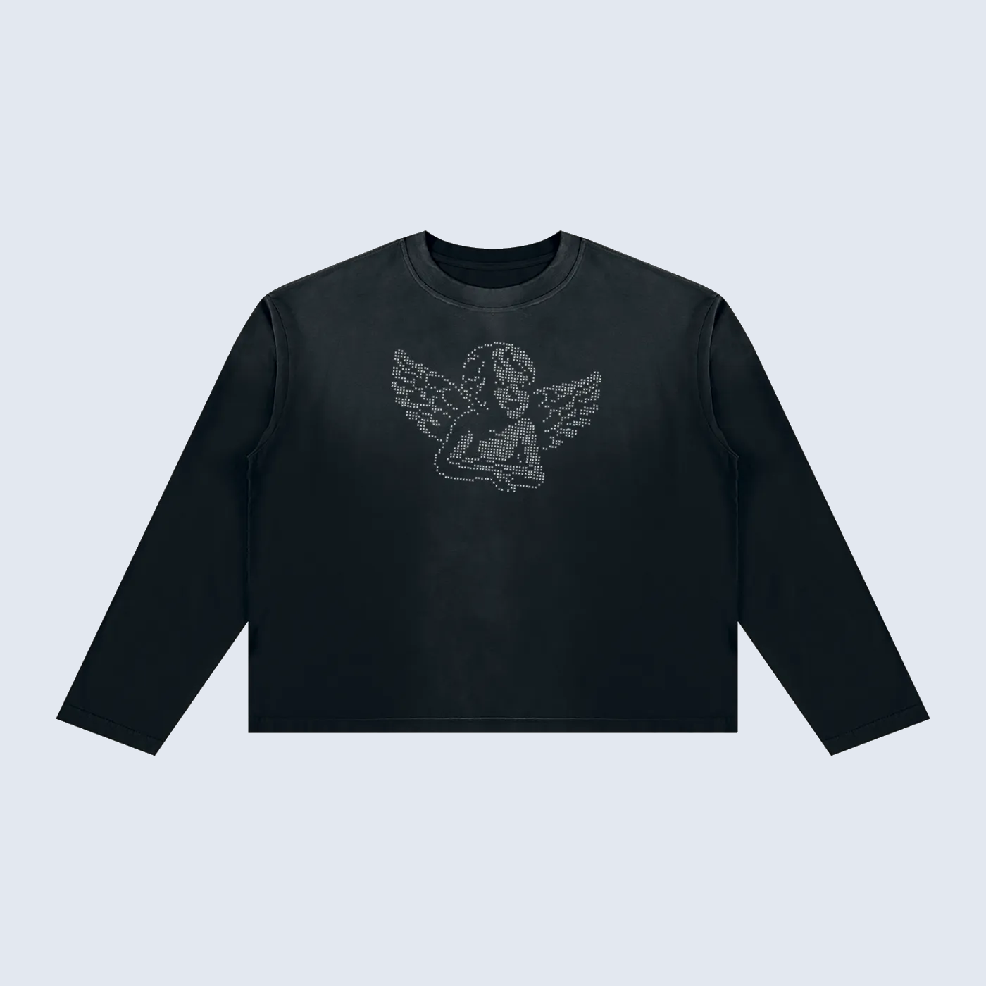 Angel Rhinestone Long Sleeve — Black