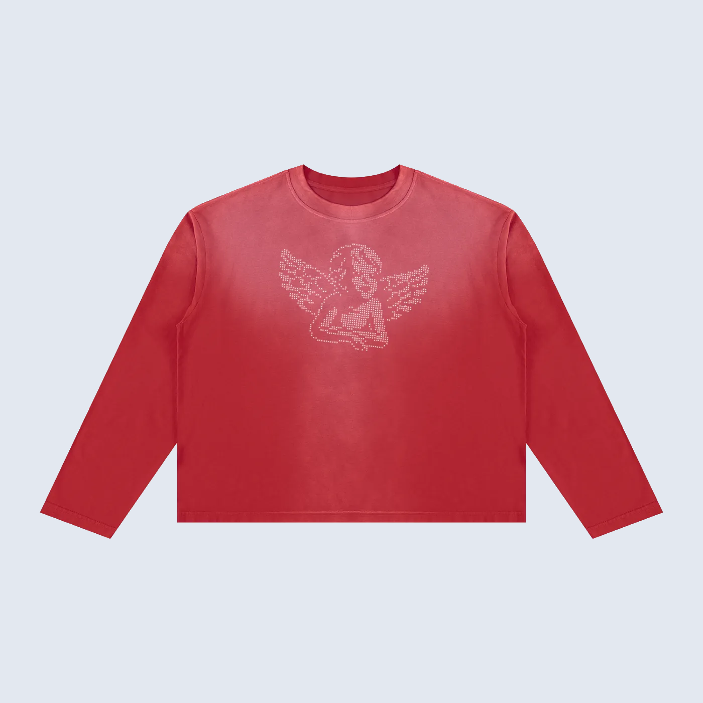 Angel Rhinestone Long Sleeve — Red