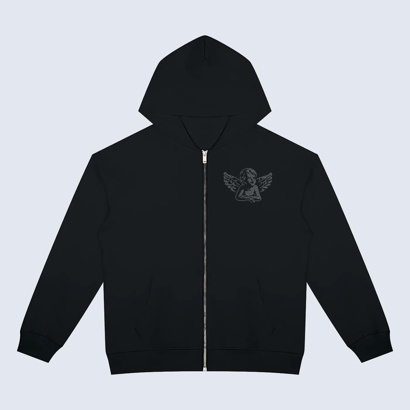 MIRA Angel Zip Hoodie — Black