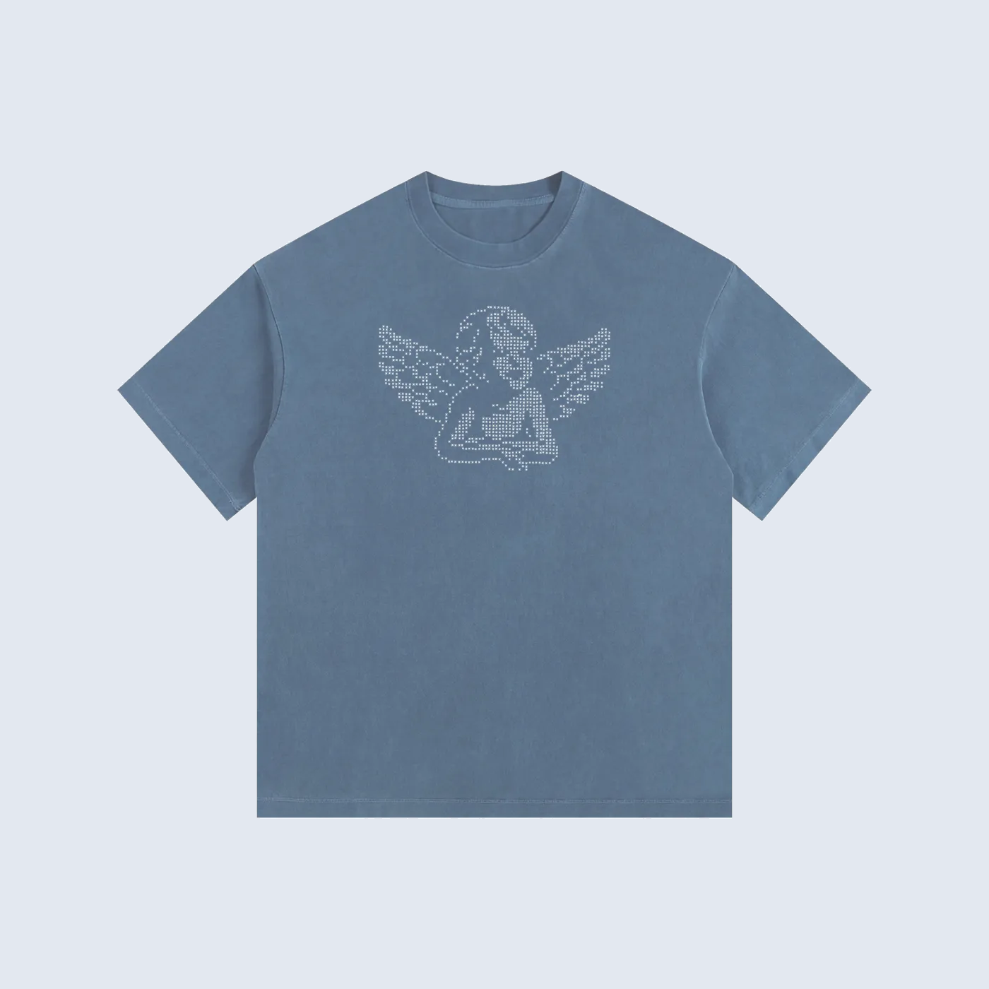 Angel Rhinestone Tee — Slate Blue